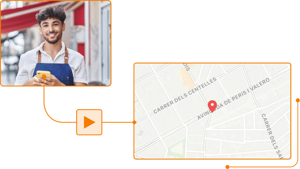 Hombre fichando desde el móvil geolocalizado