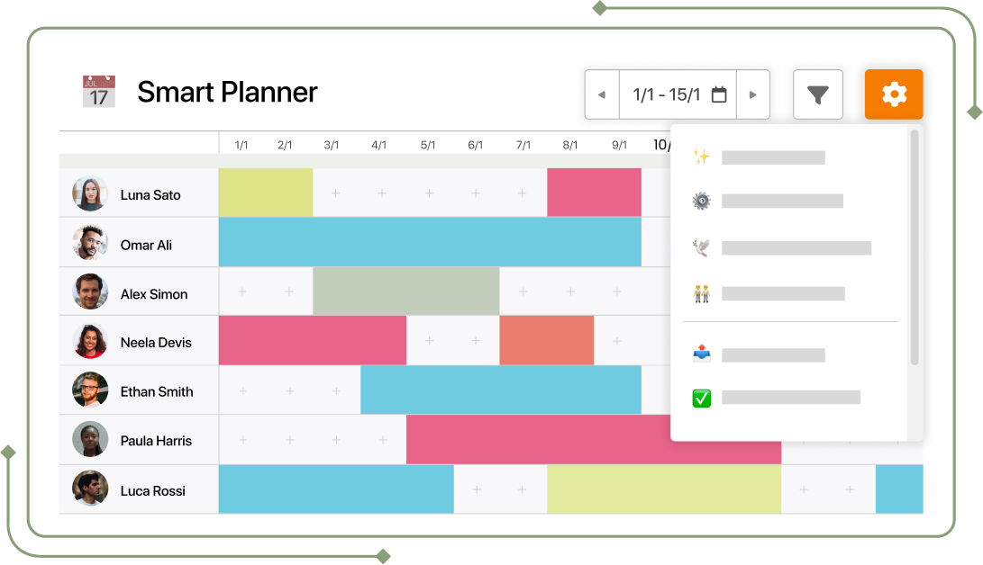 Cuadrante de turnos generado con Smart Planner en TramitApp