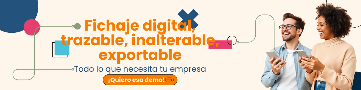 Fichaje digital, trazable, inalterable y exportable, todo lo que necesita un empresa. Pide nuestra demo